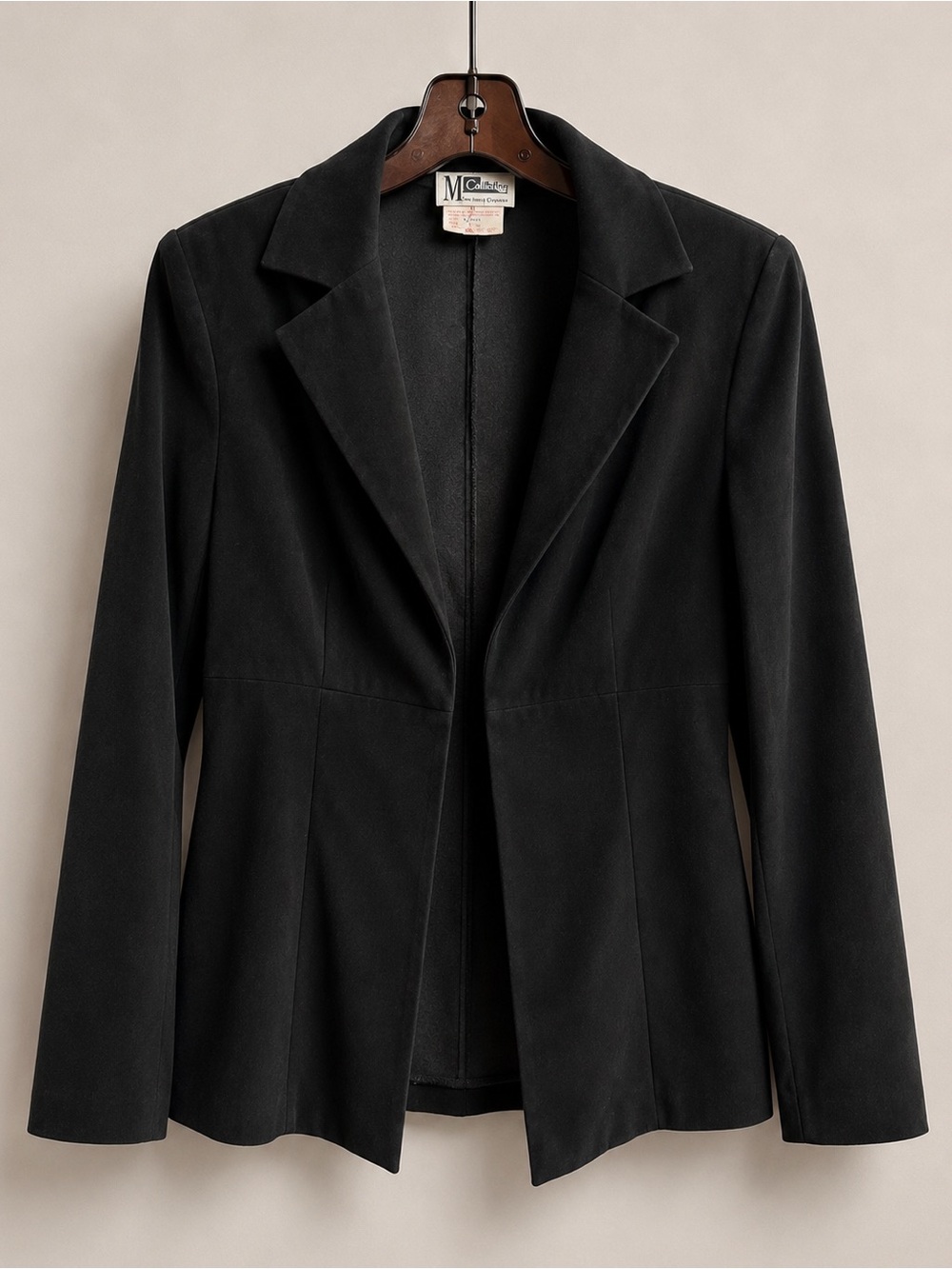 Vintage M Collection Black Blazer Women Size 7 Made in Canada Hook Eye Tailored